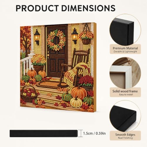 DIY Pearl Painting Kit for Adults, Autumn Porch Fall Art with Wood Frame, 20x20cm Self-Adhesive Pearl Diamond Craft, Autumn Wall Decor Gift for Women, Beginners Relaxing Hobby Kit - Image 6