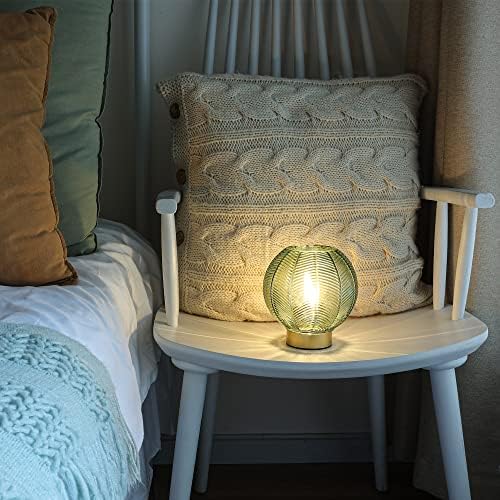 LUSHARBOR Battery Operated Decorative Glass Table Lamp with Timer Green - Image 4