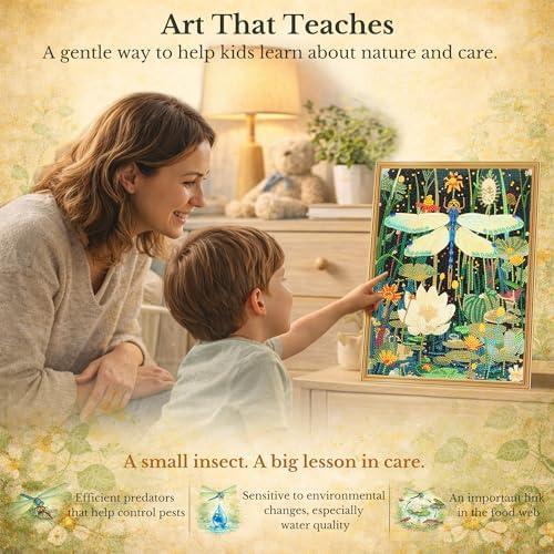 DIAMONDOUBLE Spring Summer Diamond Art Kits for Adults, 12x16 5D Full Drill Diamond Painting on Velvet Canvas, Dragonfly Design with Mixed Acrylic & Special Shape Diamonds, DIY Paint by Diamonds - Image 6