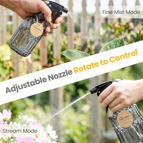 Watering Can Indoor Plants, 20 oz Metal Mini Indoor Watering Can with Long Spout for Houseplants, 13.5 oz Glass Plant Mister Spray Bottle for Bonsai Garden Flower Seedlings (Black/Grey) - Image 6