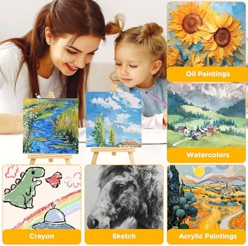20Pack 4 x 4 Inch Mini Canvases with Easel Sets, Art Canvases Painting Kit for Kids Teenagers - Image 6