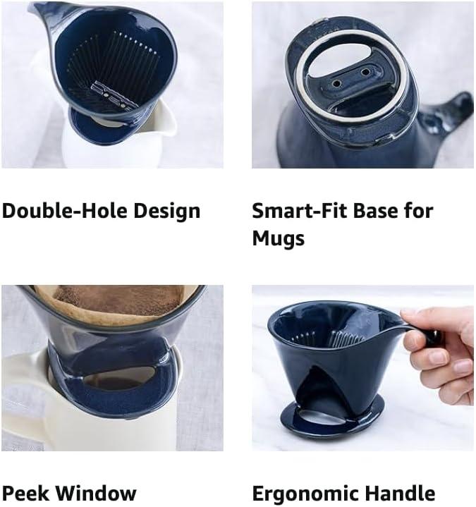 ZERO JAPAN - Bee House Pour Over Coffee Dripper - Ceramic Coffee Maker with Elegant Peek Hole, Drip Cone Brewer Coffee Gifts, Brewing Accessories - Steel Gray, Standard Size - Image 3