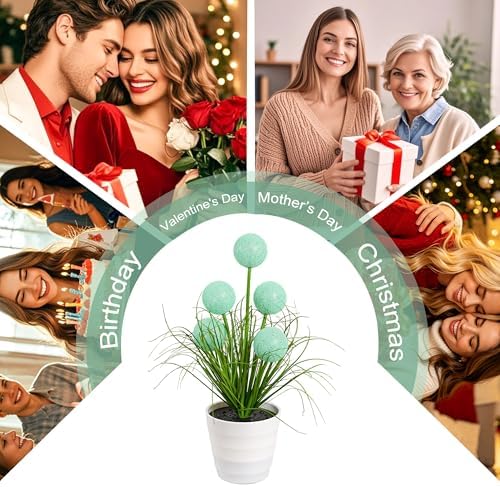 Artificial Green Spherical Grass LED Lamp, Night Light for Home Shop Cafe Decor, Gifts for Women Mom Grandma Girlfriend on Birthday Christmas Valentines Mothers Day - Image 4