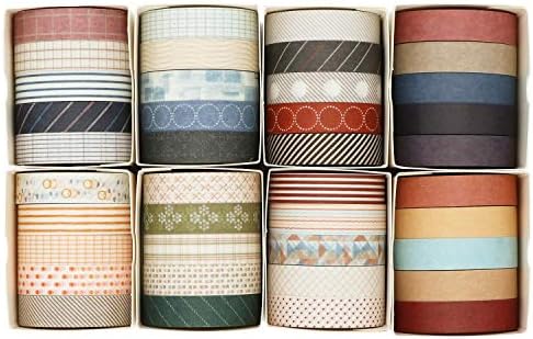 Knaid 40 Rolls of Slim Washi Tape Gift Box Set, Decorative Paper Tapes 10 mm Wide for Scrapbooking, DIY Arts and Crafts, Bullet Journal, Planner, Junk Journal, Notebooks (Minimalist) by Knaid