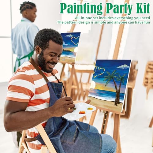 VOCHIC Couples Date Night Painting Kit Pre Drawn Canvas to Paint for Adults - Image 3