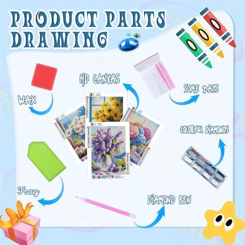 DOZEEZOP 4-Pack Diamond Art Kit for Adults, 5D Diamond Painting 12x16 Inch - Image 3