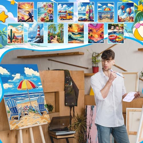 Zhanmai 12 Set Paint and Sip Kit for Adult 8''x10'', Hawaii Landscape - Image 4