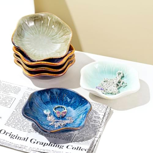 Vintage-Inspired Ceramic Jewelry Dish – Handcrafted Floral Trinket Trays in Luxe Glazed Porcelain | Antique-Style Ring Holders for Vanity & Dresser Décor (1, Kiln turned Lotus Blue) - Image 5