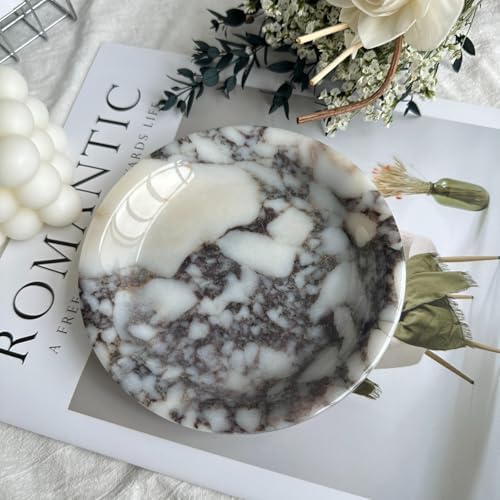 Natural Calacatta Viola Marble Jewelry Tray, 5.5" Round Trinket Dish - Image 2
