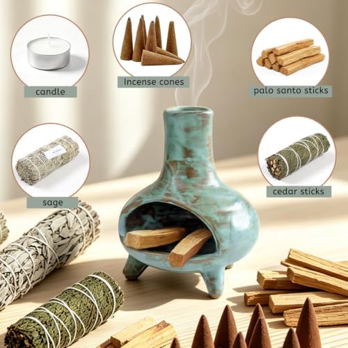 JOYWING Palo Santo Holder Handmade Ceramic Incense Burner for Sage Bundles and Incense Cones Meditation Accessories for Mindfulness Yoga Home Decor Spiritual Gifts(Patina) - Image 5