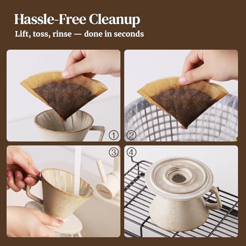 DOWAN Pour Over Coffee Maker, Non-Electric Pour Over Coffee Dripper, Manual Brew Maker, Single Cups Porcelain Slow Brewing Accessories for Gifts, Grey - Image 5
