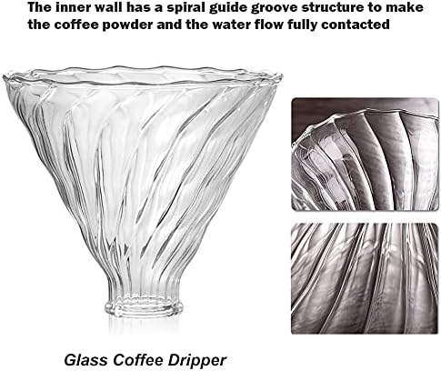 Pour Over Coffee Maker Set - Glass Dripper, Metal Stand, 600ml Heat-Resistant Server, 40 Filters - 4 in 1 for Home or Office (Bronze) - Image 4
