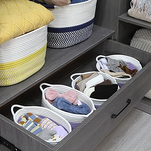 Sea Team 2-Pack Compact Woven Cotton Rope Storage Baskets, Lavender - Image 3