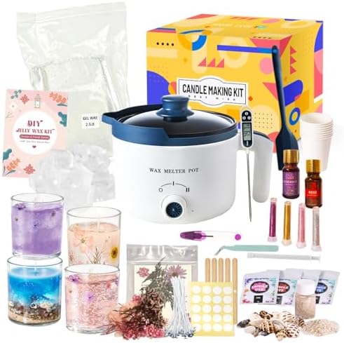 DIY Jelly Wax Candle Making Clear Kit for Adults with Jars by KQU