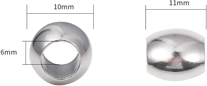 Stainless Steel Spacer Beads 10x11mm Oval Loose Charm Caps Beads for DIY Jewelry Making 10pcs with 6mm Hole