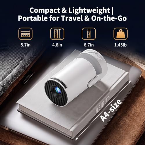 Mini Projector with WiFi and Bluetooth, Portable Projector Support 5w Soundbase Speaker, 170 ANSI, Auto Vertical Keystone, 210° Rotation Smart Projector Proyector for Home Bedroom Outdoor, HY300 Ultra - Image 6