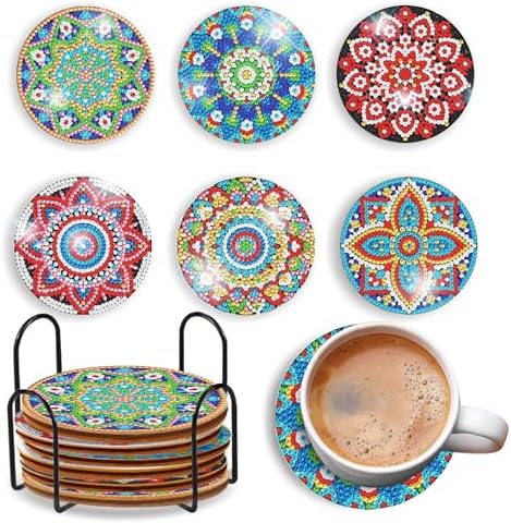 6 pcs Diamond Painting Coasters | Diamond Art Coasters | Mandala Diamond Art Painting | Perfect Art Craft Gift for Mandala Lover, Dad, Mom, Grandparents, Brother, Sister. by LGANHAPY