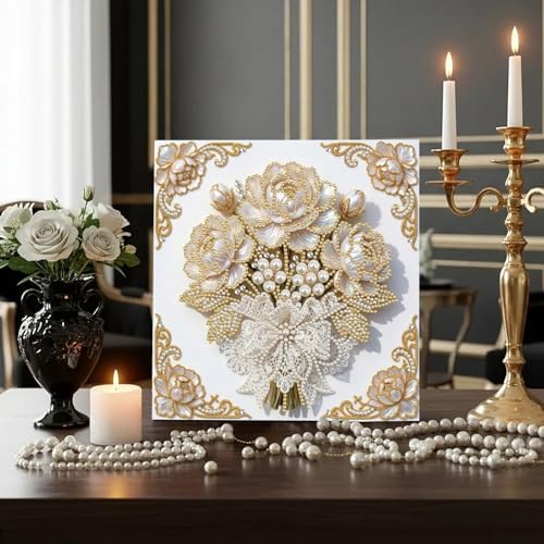 5D DIY Pearl Painting with Frame Floral Theme Handmade Healing Home Wall Decoration Creative 9.84x9.84in Tools -Flower-2 - Image 5