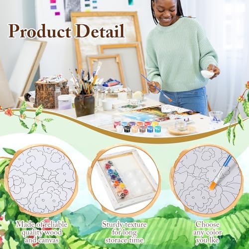 Zhanmai 20 Set Pre Drawn Canvas Painting Kit, Natural Scenery - Image 3