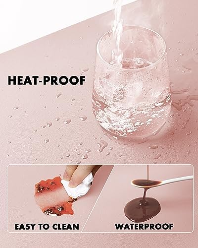 YSAGi Double-Sided Desk Pad, Leather Desk Mat, Eco Cork Desk Pad Protector, Large Mouse Pad for Desk, Waterproof Desk Blotter Pad, Desk Writing Pad for Office Work/Home(23.6"x13.7",Pink+Cork) - Image 5