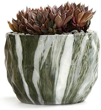 Sun-E Ceramic Succulent Pots, 3.35 Inch Marbled Flower Pots, Set of 4 - Image 6
