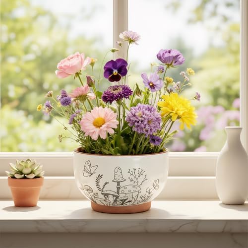Terracotta Pots, 8+6 Inch Plant Pots, 2 Pcs with Drainage Holes - Image 2