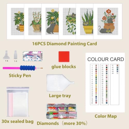 6 Pcs Small Diamond Art Kits Cats Plant Diamond Art Kits for Adults - Image 4