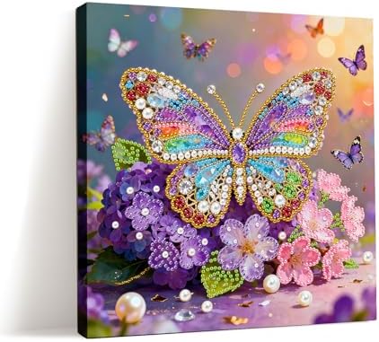 ARTopet DIY Pearl Painting Kit with Frame Gemstone Pearl Diamond Dots Beads Canvas Art Craft for Adult Beginners Display for Tabletop and Wall Mounting Home Decor-Butterfly by ARTopet