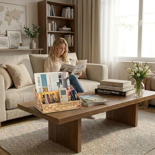 Desk Organizer – Countertop Mail Organizer, Magazine Holder, Boho Decor Water Hyacinth Desk Mail Holder for Home Office, Farmhouse, 12.6" L x 6.7" W x 6.3" H - Image 6