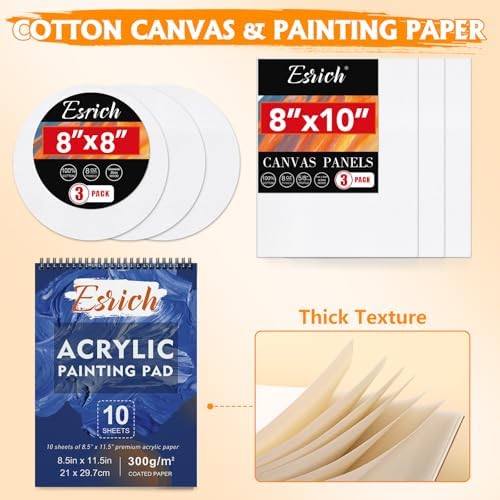 ESRICH 57PCS Acrylic Paint Canvas Painting Kit with 24 Paints - Image 4