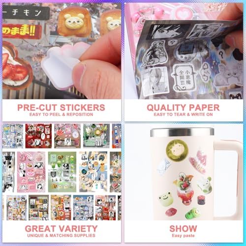 800Pcs Japanese Sticker Book for Journaling Adult, Cute Scrapbook Stickers - Image 3