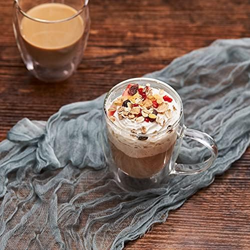 MEWAY 12oz/4 pack Coffee Mugs,Clear Glass Double Wall Cup with handle for Coffee, Tea, Latte, Cappuccino (12 oz，4) - Image 4