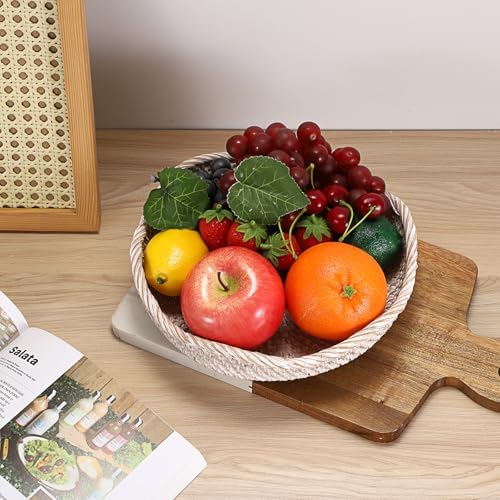 Hipiwe 8.5" Rattan Key Bowl Basket for Entryway Table Wicker Storage Tray - Image 4