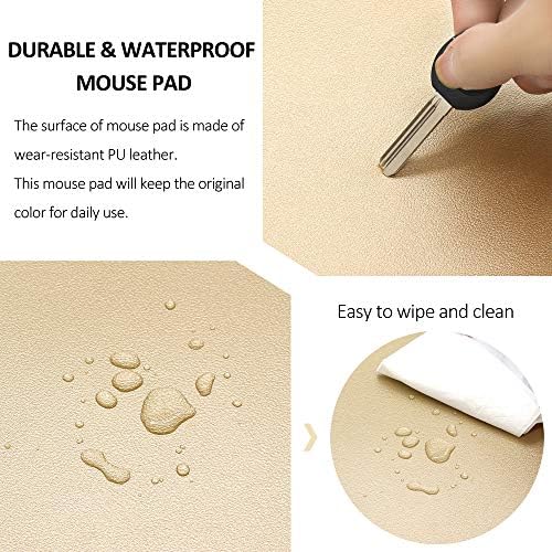 ProElife Round Mouse Pad, PU Leather Gold Desk Mat, Non-Slip Base, 8.66" - Image 6