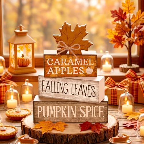 Moucuny 4 Pcs Fall Decor Wooden Maple Leaf Decoration Thanksgiving Decor - Image 2