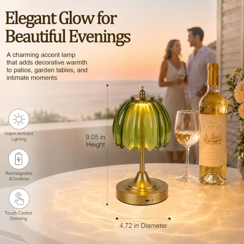 Upgrade Mini Tulip Cordless Table Lamp, Home Décor-Green - Image 2