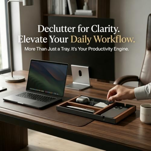 Magnetic Modular Desk Organizer & EDC Valet Tray — Your Order Freely Defined — Metal & Solid Walnut Catchall Tray for Nightstand, Entryway, Desk — Modern Catch-All for Watch Phone Glasses - Image 4