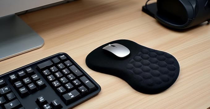 Ergomonic Mouse Pad with Wrist Rest for Car Shaped Mouse, Slope Mousepad with Wrist Support to Relieve Wrist Pain, 12L x 8W inches, Black