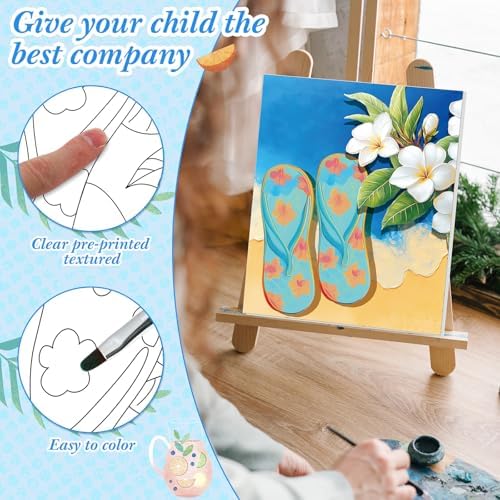 Sherr 12 Pcs Pre Drawn Canvas for Adults,Colorful Hawaii,8 x 10 Inch - Image 4