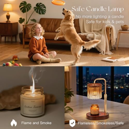 Candeldo Candle Warmer Lamp with Timer: Amber Wax Melt Warmer - Image 6