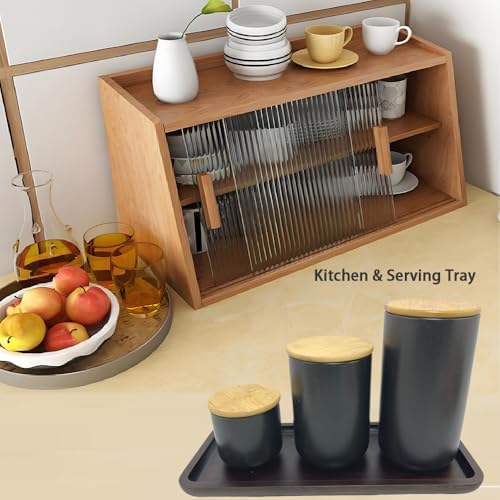 Wood Vanity Tray, Bathroom Counter Solid Walnut Organizer, Toilet Tank Top Wooden Serving Plate for Dinner Tea Coffee (Natural Walnut Color, 14 x 5.9 inch) - Image 5