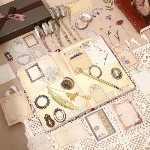 DIY Journal Diary with Lock Pack Scrapbook Kit, Brown, Retro - Image 3