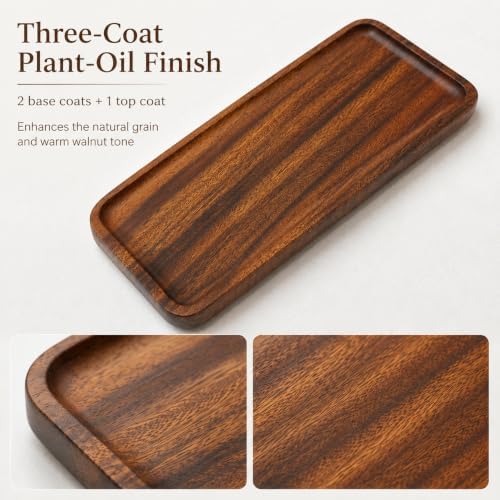 Walnut Serving Tray, Solid Wood Bathroom Vanity Tray, 11.8 x 4.7 in - Image 3