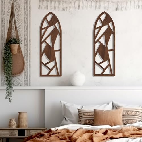 Zzbakress 2 Pcs Mid Century Modern Wall Decor Wooden Abstract Geometric Art for Home Living Room Bedroom (Style H) - Image 7
