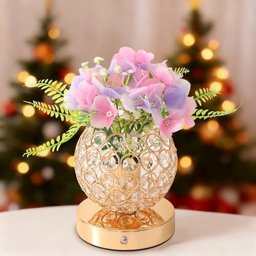 Pink Artificial Hydrangea Flower Lamp, 3 Color Dimmable Touch Control Night Light, Christmas Birthday Gifts for Women, Artificial Hydrangea Flower Table Lamp Decor for Bedroom Bar Coffee Shop Wedding - Image 4