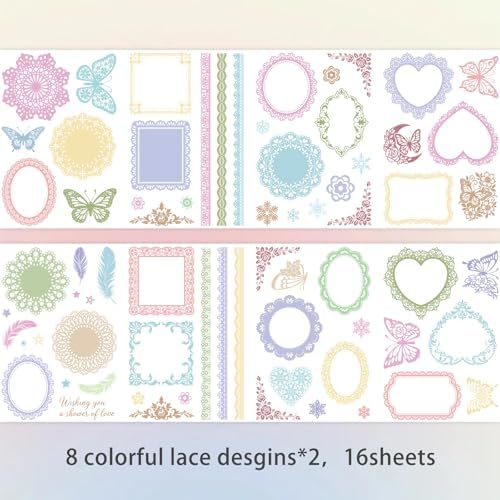 130 Pcs Lace Scrapbook Stickers - Colorful Butterfly & Feather Embellishments for Journaling, Wedding Albums, DIY Crafts, Scrapbooking Supplies & Bullet Journal Decor - Image 4