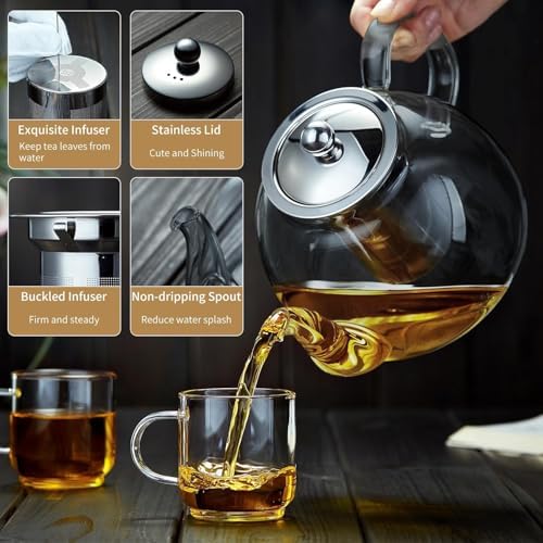 DOPUDO Glass Teapot with Infuser, 40 oz Borosilicate Tea Kettle - Image 4
