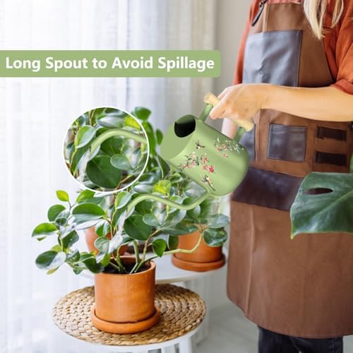 Watering Can Indoor Plants, 35oz Small Stainless Steel Metal Watering Can Modern Decorative Watering Pot with Long Spout for Indoor House Plant Bonsai Garden Flowers (Saga Green 2) - Image 2
