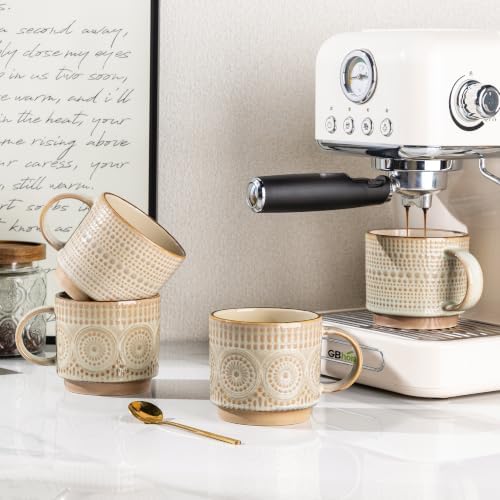 GBhome 16 oz Coffee Mugs Set of 4, Stackable Ceramic Coffee Cups Set - Image 6