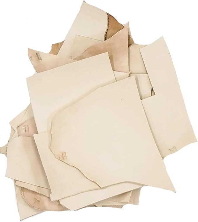 ELW Vegetable Tanned Leather Scraps | 2-6 oz Light Weight | Size: 1 LB | Genuine Cowhide Full Grain Leather Remnants for DIY, Crafting, Leatherworking, Tooling | Natural Veg Tanned - Lightweight
